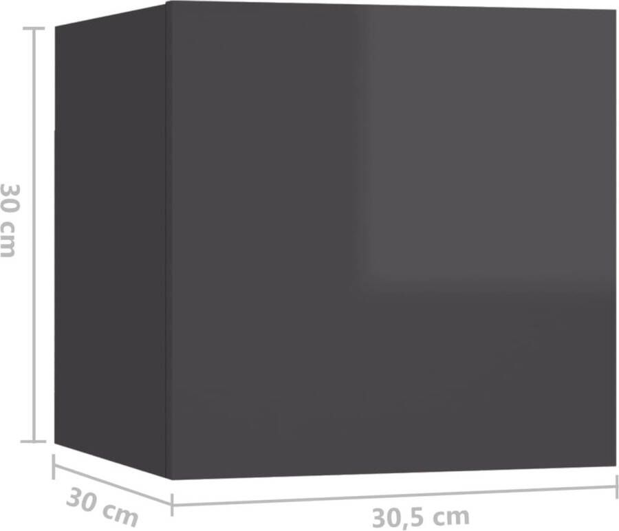 VIDAXL Nachtkastje 30 5x30x30 cm spaanplaat hoogglans grijs - Foto 4