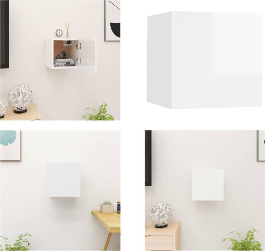 VidaXL Tv-wandmeubel 30-5x30x30 cm hoogglans wit Tv-kast Tv-kasten Tv-standaard Tv-standaarden