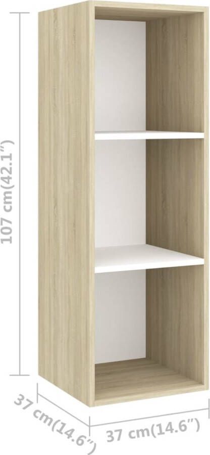 VidaXL -Tv-wandmeubel-37x37x107-cm-bewerkt-hout-sonoma-eikenkleurig-wit - Foto 2