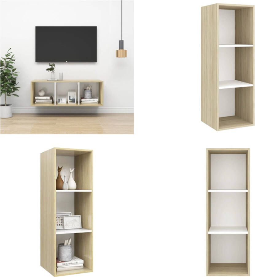 VidaXL Tv-wandmeubel 37x37x107 cm bewerkt hout sonoma eikenkleurig wit Tv-kast Tv-kasten Televisiekast Televisiekasten