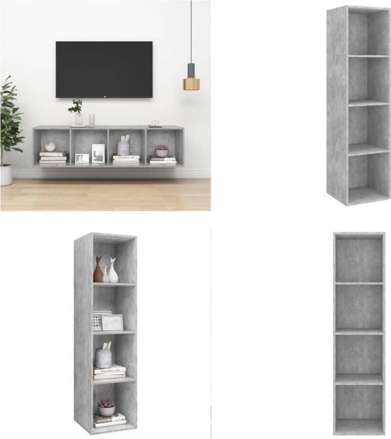 vidaXL Tv-wandmeubel 37x37x142-5 cm spaanplaat betongrijs Tv-kast Tv-kasten Televisiekast Televisiekasten