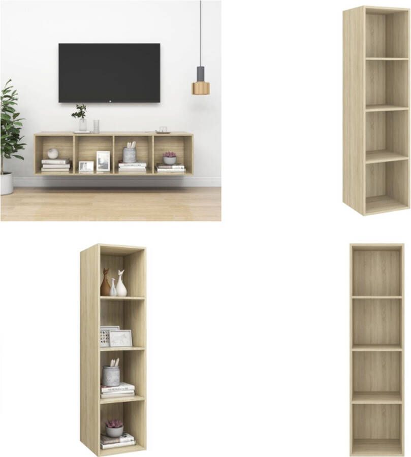VidaXL Tv-wandmeubel 37x37x142 5 cm bewerkt hout sonoma eikenkleurig Tv-kast Tv-kasten Televisiekast Televisiekasten