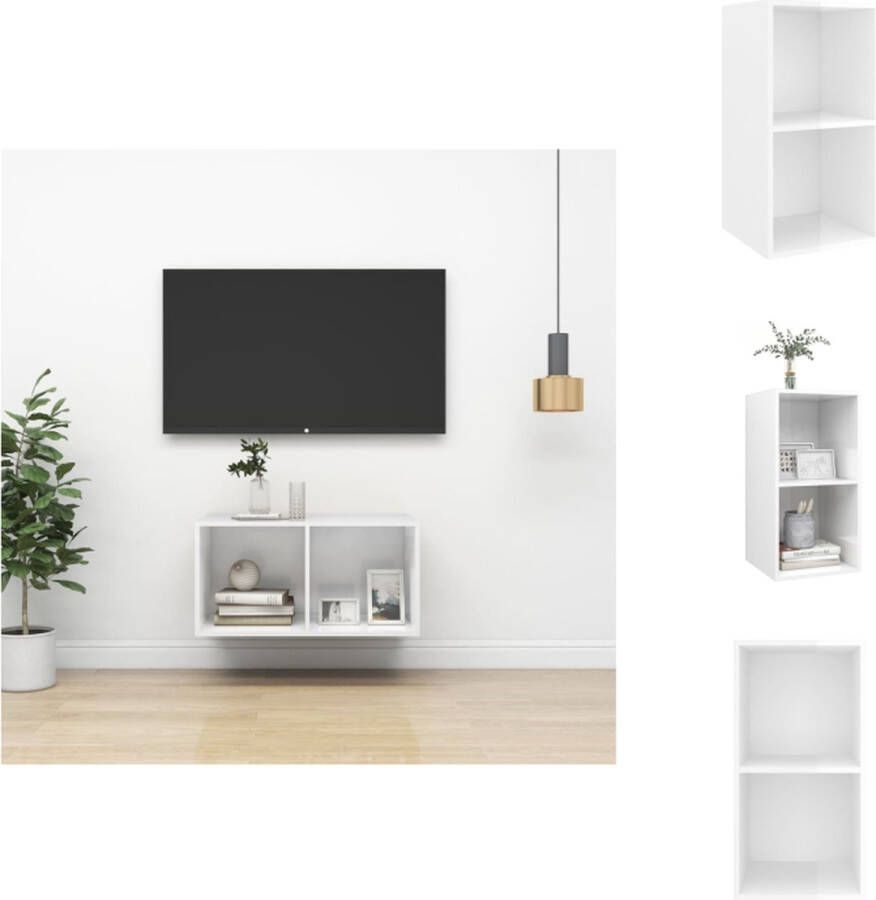 VidaXL Tv-kast Tv-kasten Televisiekast Televisiekasten Tv-wandmeubel 37x37x72 cm bewerkt hout hoogglans wit