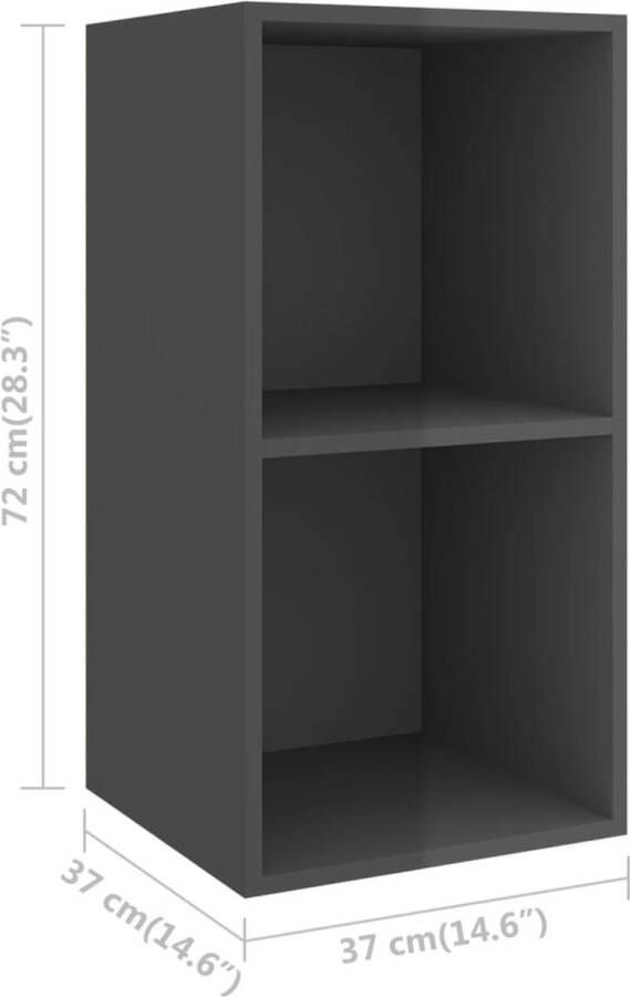 VidaXL -Tv-wandmeubel-37x37x72-cm-bewerkt-hout-hoogglans-grijs - Foto 2