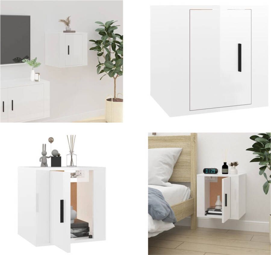 VidaXL Tv-wandmeubel 40x34 5x40 cm hoogglans wit Tv-kast Tv-kasten Televisiekast Bijzetkast