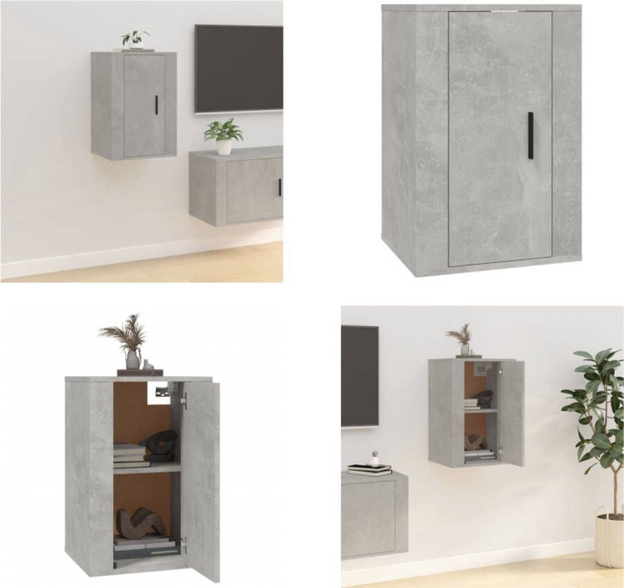 VidaXL Tv-wandmeubel 40x34-5x60 cm betongrijs Tv-kast Tv-kasten Televisiekast Bijzetkast