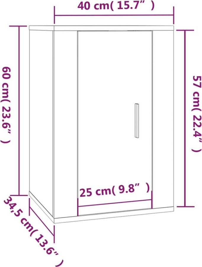 VidaXL -Tv-wandmeubel-40x34 5x60-cm-bruineikenkleurig - Foto 4