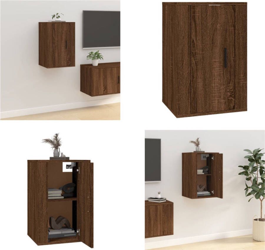 VidaXL Tv-wandmeubel 40x34-5x60 cm bruineikenkleurig Tv-kast Tv-kasten Televisiekast Bijzetkast
