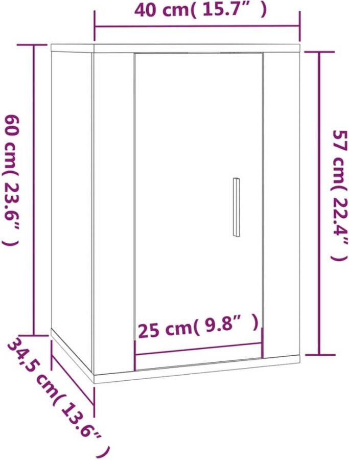 VidaXL -Tv-wandmeubel-40x34 5x60-cm-hoogglans-wit - Foto 4