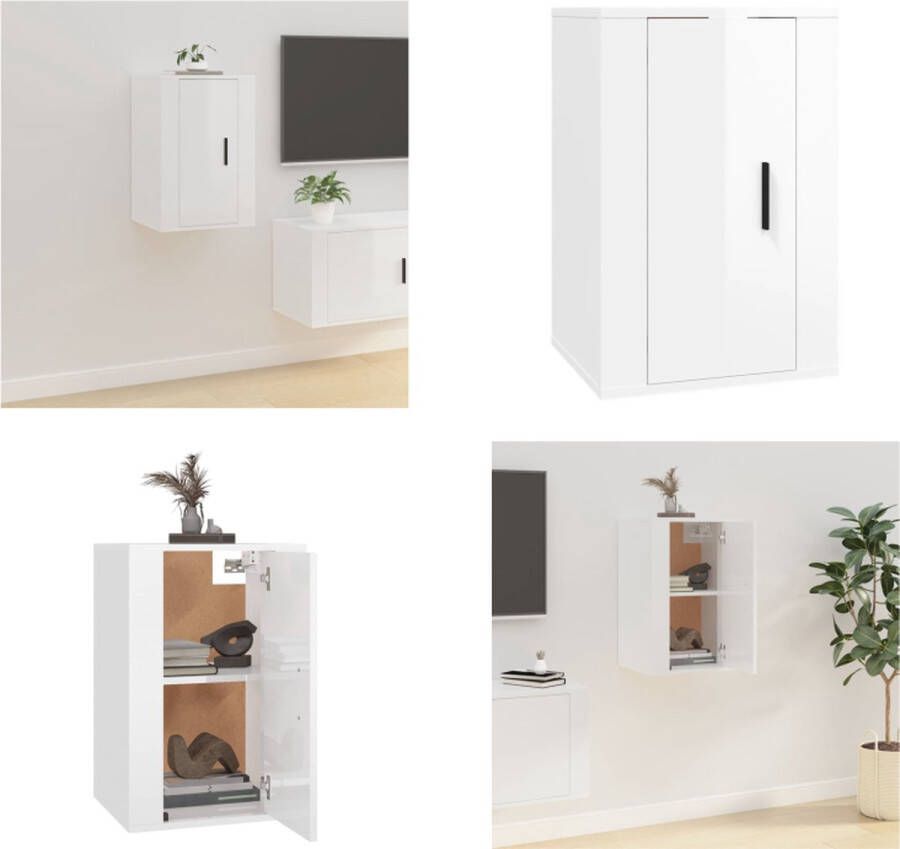 VidaXL Tv-wandmeubel 40x34 5x60 cm hoogglans wit Tv-kast Tv-kasten Televisiekast Bijzetkast
