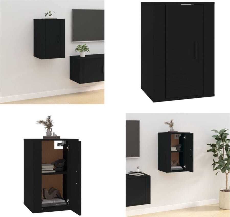 VidaXL Tv-wandmeubel 40x34-5x60 cm zwart Tv-kast Tv-kasten Televisiekast Bijzetkast