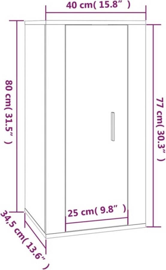 VidaXL -Tv-wandmeubel-40x34 5x80-cm-bruineikenkleurig - Foto 4