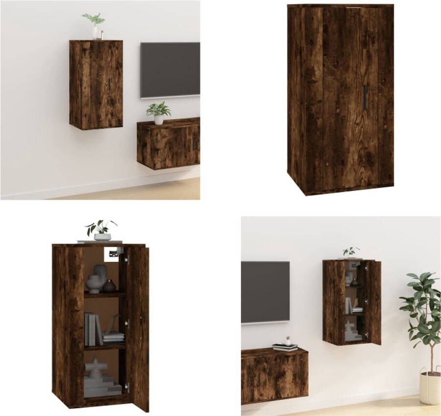 VidaXL Tv-wandmeubel 40x34 5x80 cm gerookt eikenkleurig Tv-kast Tv-kasten Televisiekast Bijzetkast