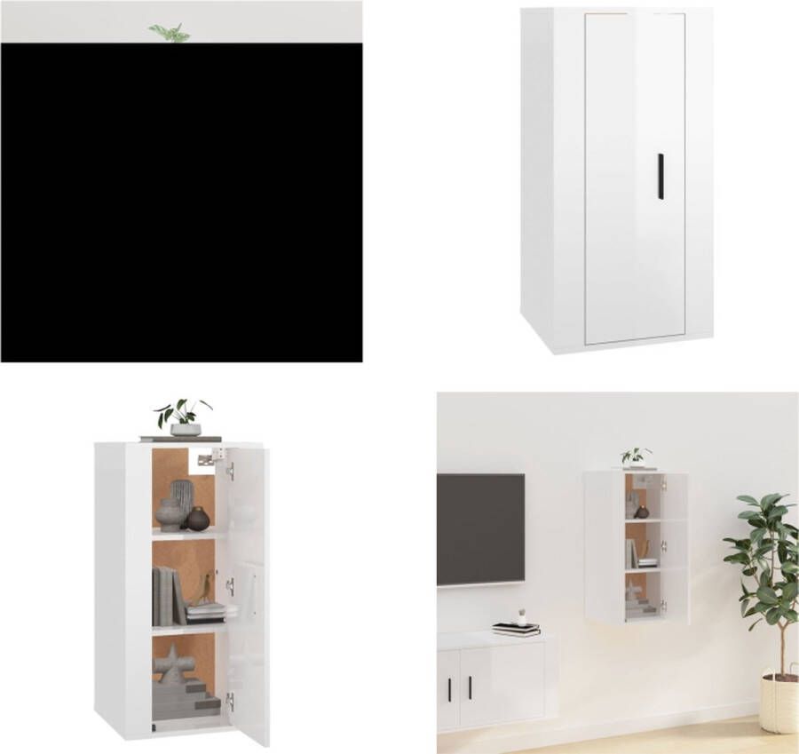 VidaXL Tv-wandmeubel 40x34-5x80 cm hoogglans wit Tv-kast Tv-kasten Televisiekast Bijzetkast