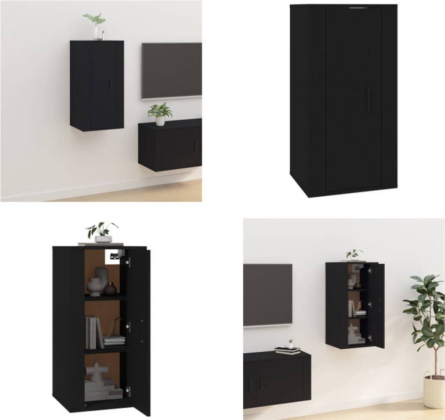 VidaXL Tv-wandmeubel 40x34 5x80 cm zwart Tv-kast Tv-kasten Televisiekast Bijzetkast