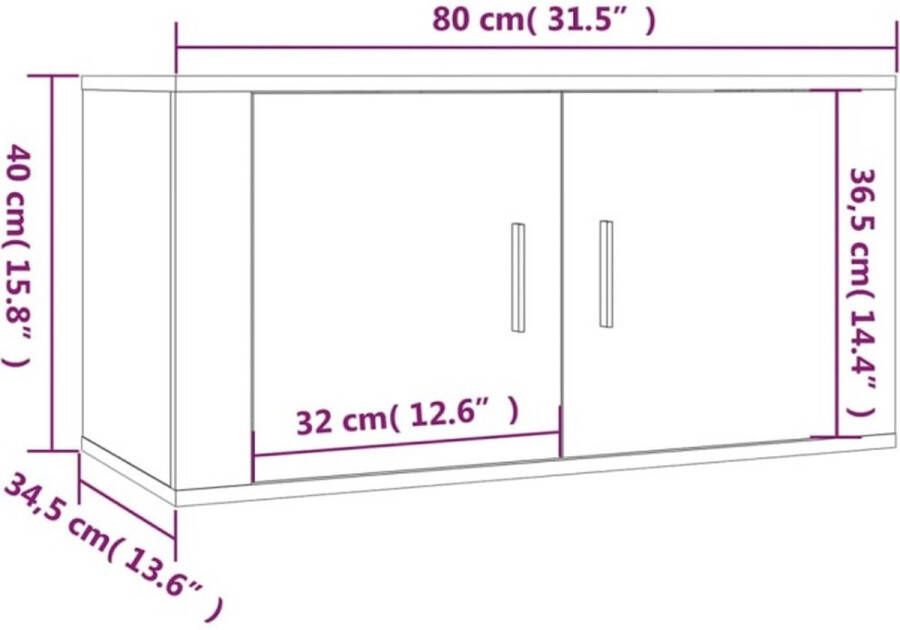 VidaXL -Tv-wandmeubel-80x34 5x40-cm-bruineikenkleurig - Foto 4