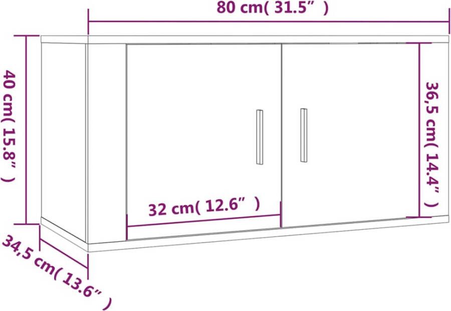 VidaXL -Tv-wandmeubel-80x34 5x40-cm-gerookt-eikenkleurig - Foto 5