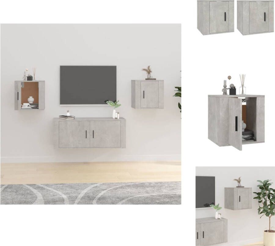 VidaXL Tv-kast Tv-kasten Televisiekast Bijzetkast Tv-wandmeubels 2 st 40x34 5x40 cm betongrijs - Foto 2