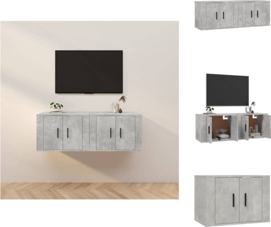 VidaXL Tv-kast Tv-kasten Tv-wandmeubel Televisiekast Tv-wandmeubels 2 st 57x34 5x40 cm betongrijs
