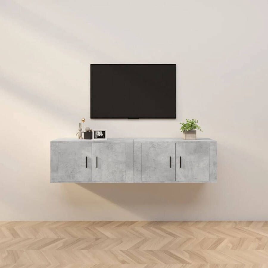 VidaXL Tv-kast Tv-kasten Tv-wandmeubel Televisiekast Tv-wandmeubels 2 st 80x34 5x40 cm betongrijs - Foto 2