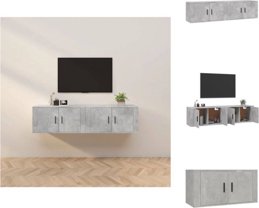 VidaXL Tv-kast Tv-kasten Tv-wandmeubel Televisiekast Tv-wandmeubels 2 st 80x34 5x40 cm betongrijs