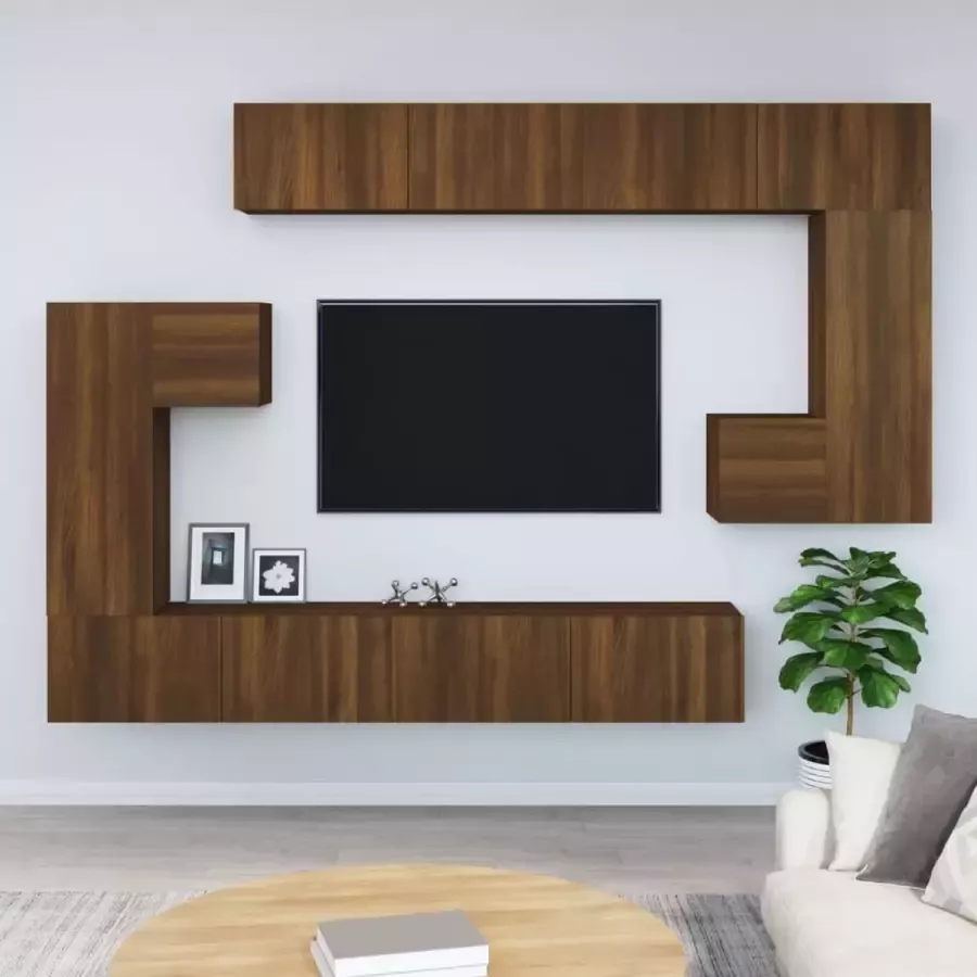 VidaXL -Tv-wandmeubel-bewerkt-hout-bruineikenkleurig - Foto 1