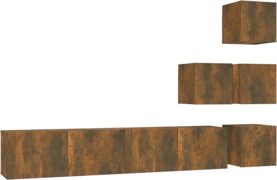 VidaXL Tv-wandmeubel gerookt eiken stijlvol en stevig TV-meubel Tv Kast Wandkast Houten Tv-meubel Bruine Tv-meubel Livingroomdecoratie Bergruimte