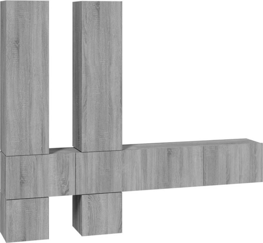 VidaXL Tv-meubelset Grijs Sonoma Eiken 6-delig TV Meubel Wandmontage Grijze Eiken Saloninrichting Opbergkast Houten Kast - Foto 2