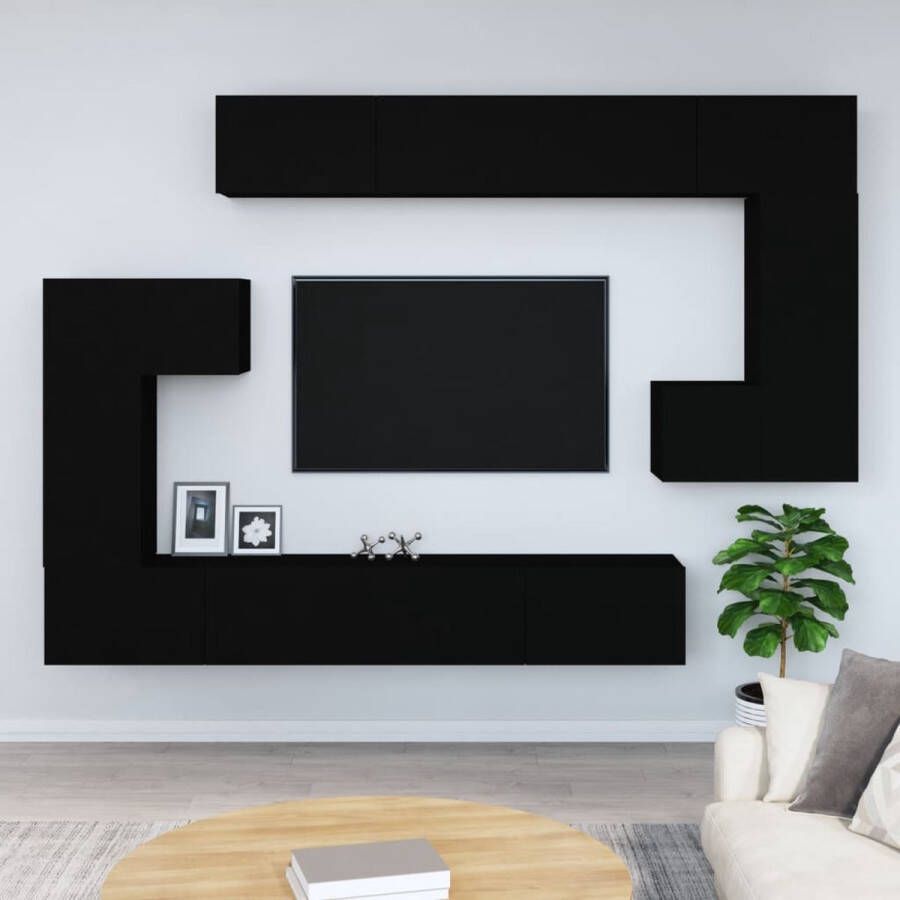 VidaXL -Tv-wandmeubel-bewerkt-hout-zwart