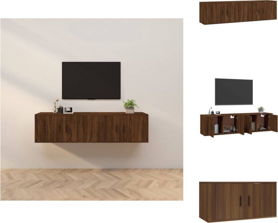 VidaXL TV-wandmeubel Bruineiken Set van 2 80 x 34.5 x 40 cm Klassiek design Kast