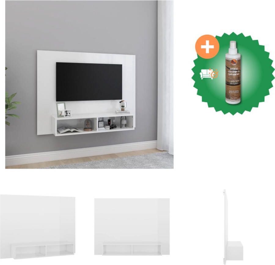 VidaXL TV-wandmeubel Hifi-kast 120 x 23.5 x 90 cm Hoogglans wit Kast Inclusief Houtreiniger en verfrisser