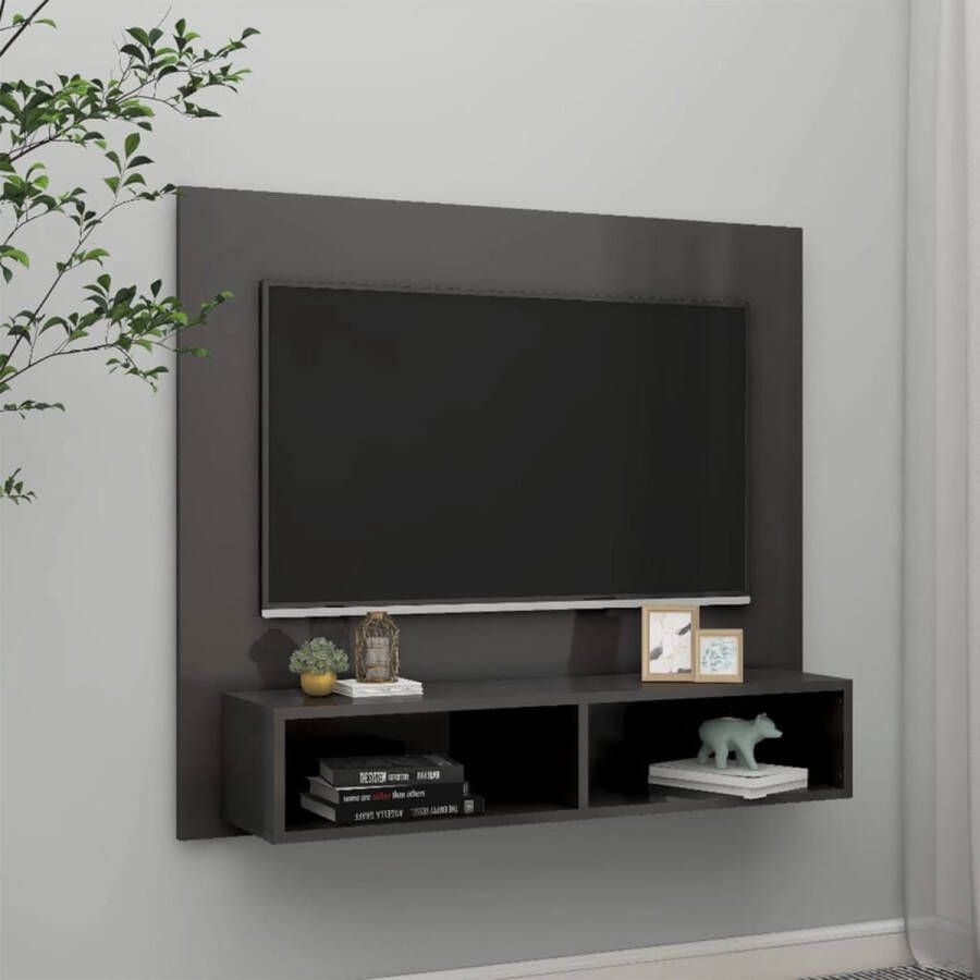 VidaXL TV-wandmeubel Hifi-kast Hoogglans grijs 102x23.5x90cm Duurzaam Kast