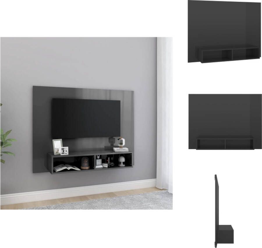 vidaXL Tv-wandmeubel Hifi-kast Hoogglans grijs 120 x 23.5 x 90 cm Montage vereist Kast