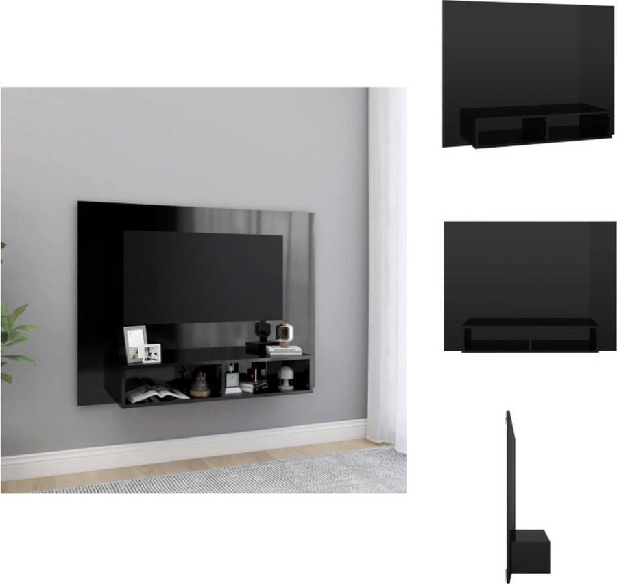 VidaXL TV-wandmeubel Hifi-kast Hoogglans zwart 120 x 23.5 x 90 cm Montage vereist Kast