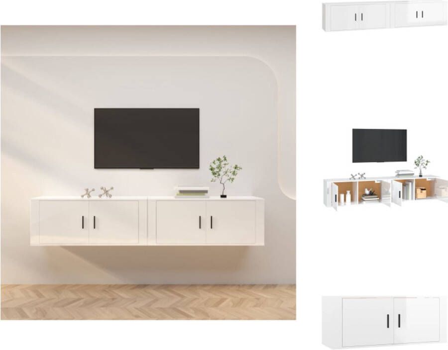 VidaXL Tv-kast Tv-kasten Tv-wandmeubel Televisiekast Tv-wandmeubels 2 st 100x34 5x40 cm hoogglans wit