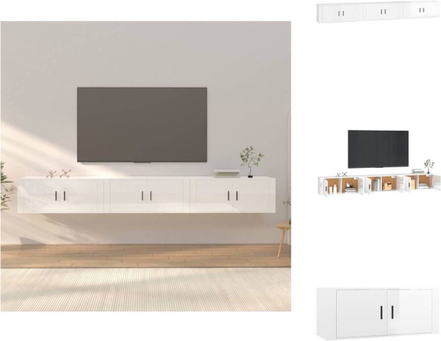 VidaXL Tv-kast Tv-kasten Tv-wandmeubel Televisiekast Tv-wandmeubels 3 st 100x34 5x40 cm hoogglans wit