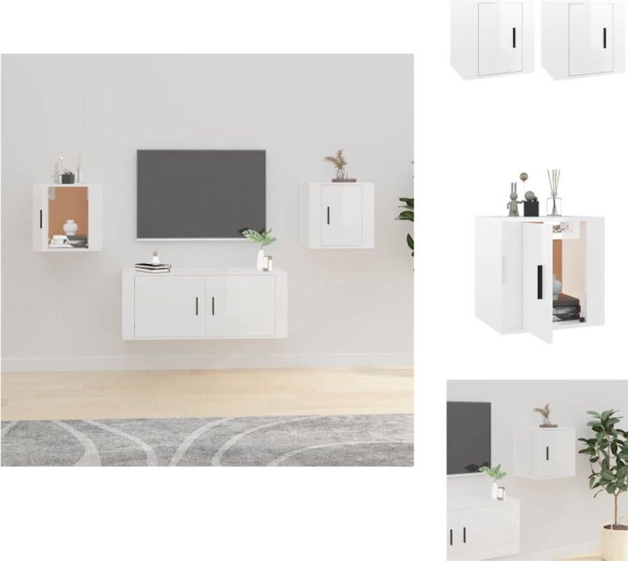 VidaXL Tv-kast Tv-kasten Televisiekast Bijzetkast Tv-wandmeubels 2 st 40x34 5x40 cm hoogglans wit