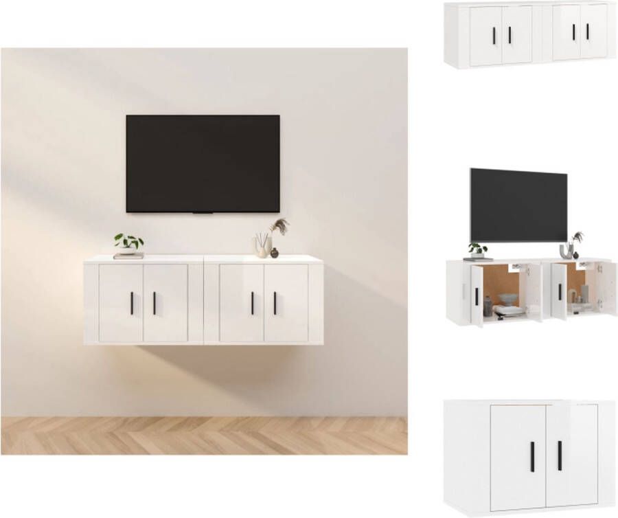 VidaXL Tv-kast Tv-kasten Tv-wandmeubel Televisiekast Tv-wandmeubels 2 st 57x34 5x40 cm hoogglans wit