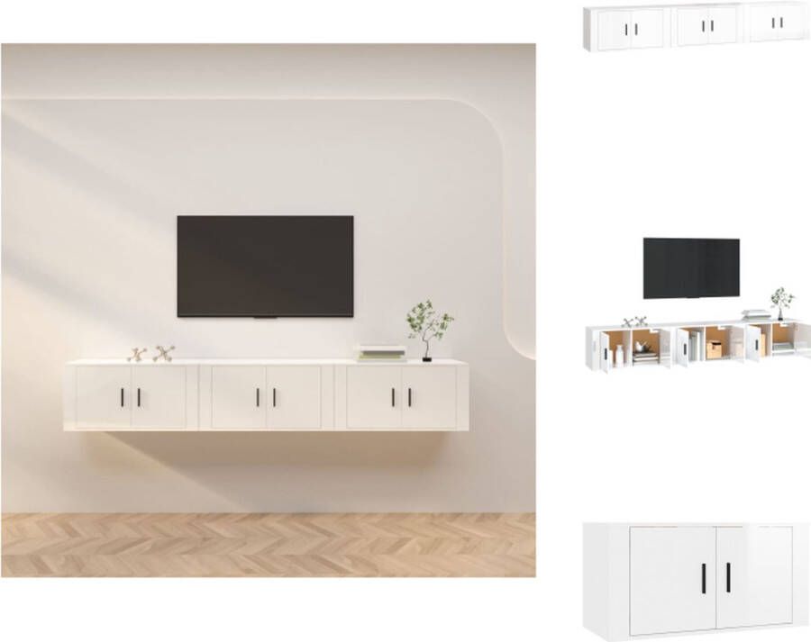 VidaXL Tv-kast Tv-kasten Tv-wandmeubel Televisiekast Tv-wandmeubels 3 st 80x34 5x40 cm hoogglans wit - Foto 2