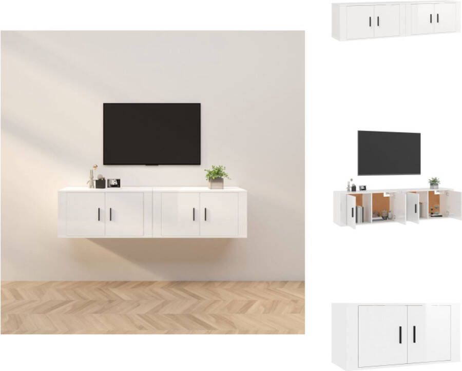 VidaXL Tv-kast Tv-kasten Tv-wandmeubel Televisiekast Tv-wandmeubels 2 st 80x34 5x40 cm hoogglans wit
