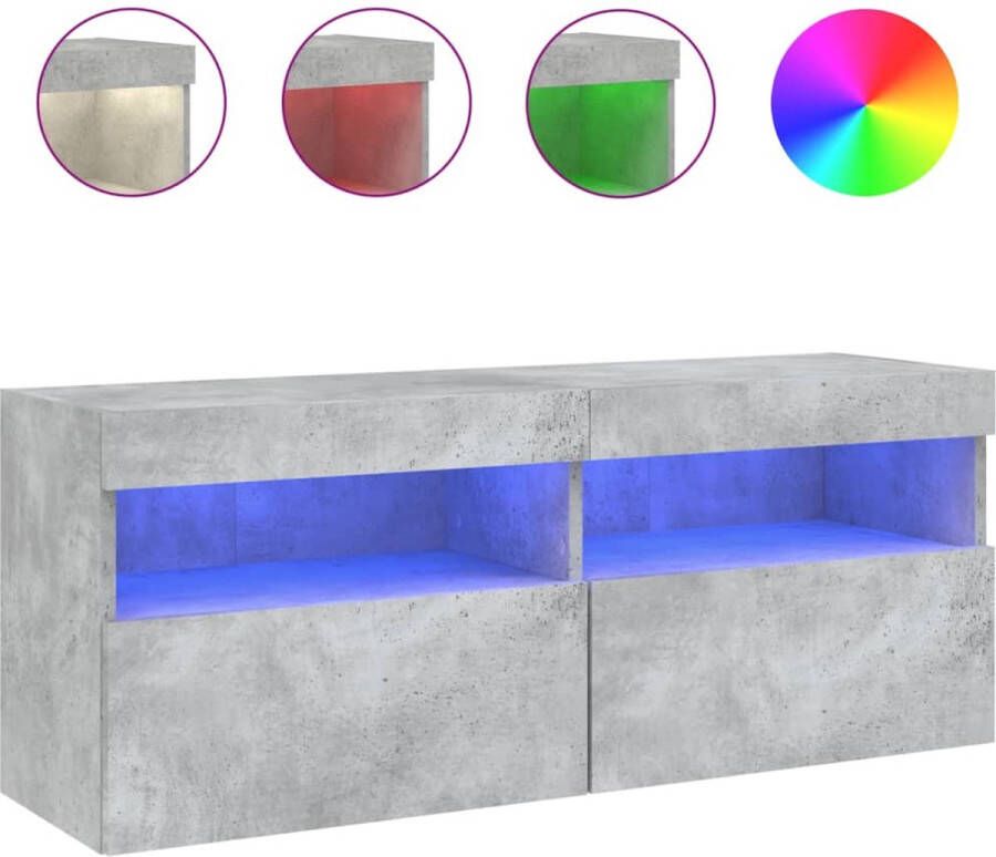 VidaXL -Tv-wandmeubel-met-LED-verlichting-100x30x40-cm-betongrijs - Foto 4