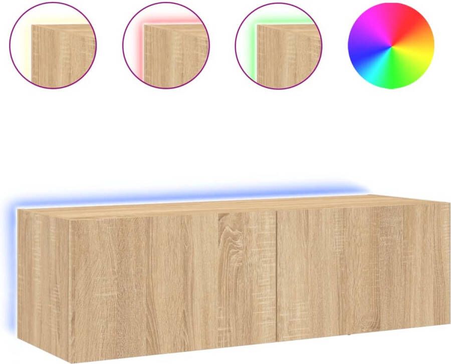 VidaXL -Tv-wandmeubel-met-LED-verlichting-100x35x31-cm-sonoma-eiken - Foto 4