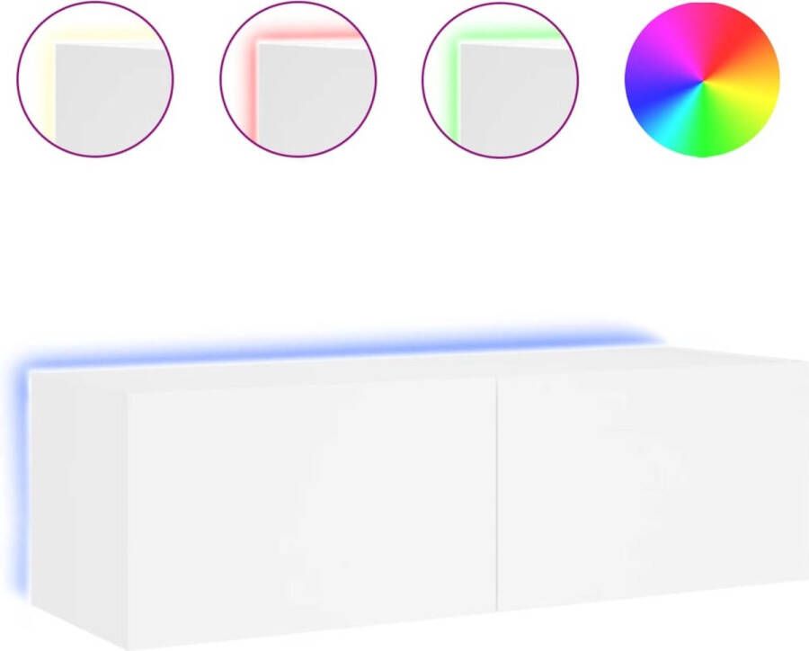 VidaXL -Tv-wandmeubel-met-LED-verlichting-100x35x31-cm-wit - Foto 4