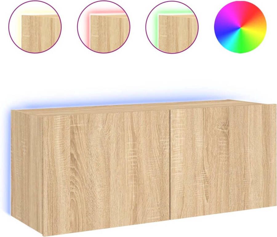 VidaXL -Tv-wandmeubel-met-LED-verlichting-100x35x41-cm-sonoma-eiken - Foto 4