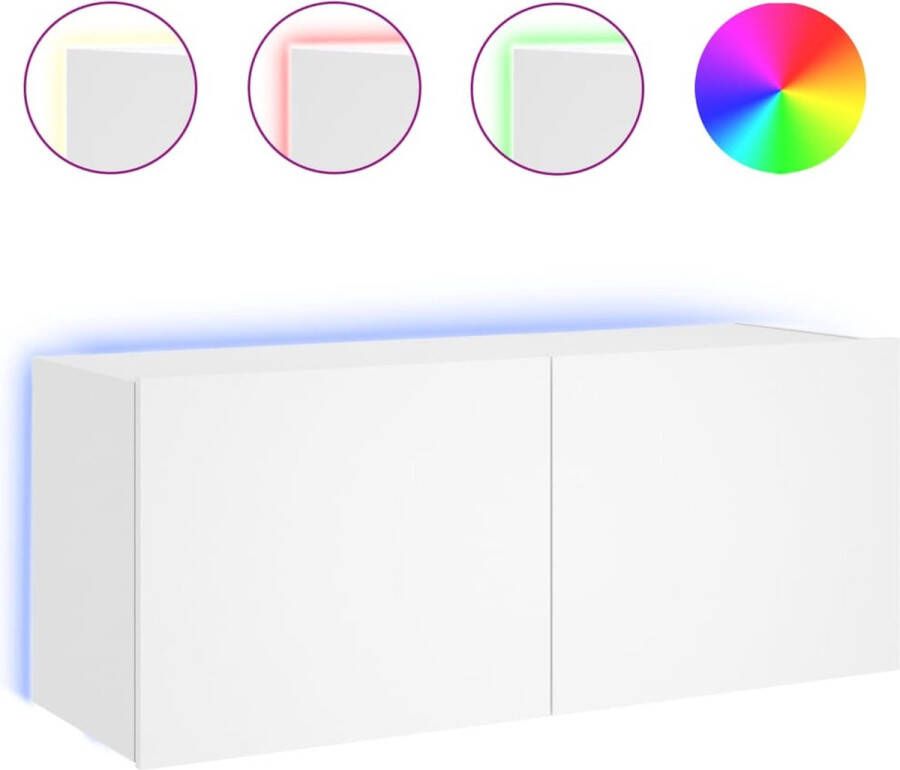 VidaXL -Tv-wandmeubel-met-LED-verlichting-100x35x41-cm-wit - Foto 4