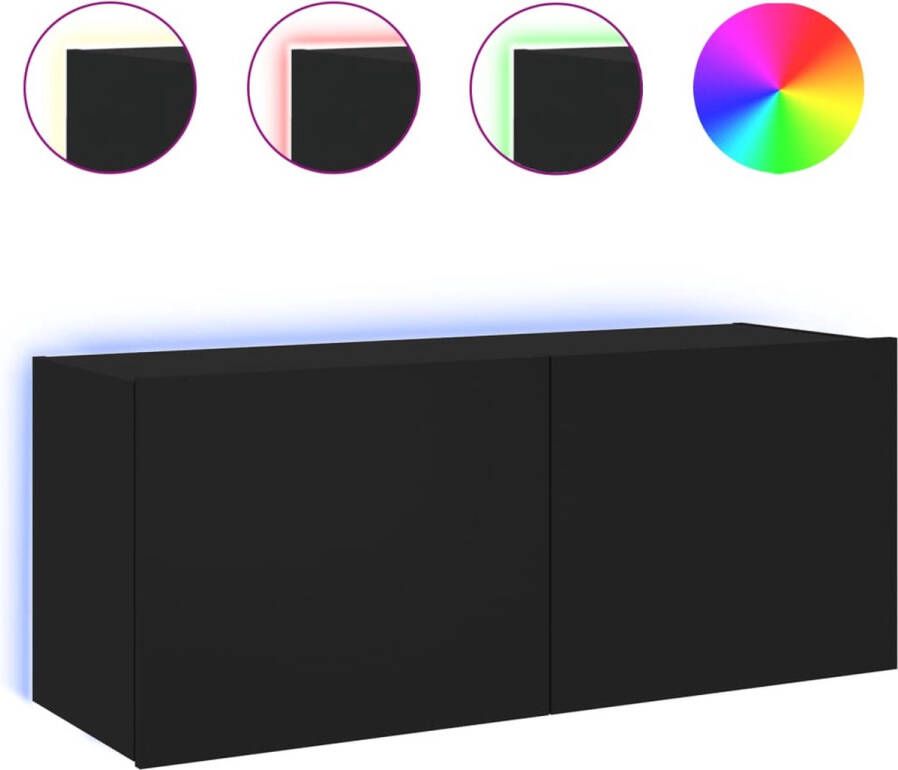 VidaXL -Tv-wandmeubel-met-LED-verlichting-100x35x41-cm-zwart - Foto 4