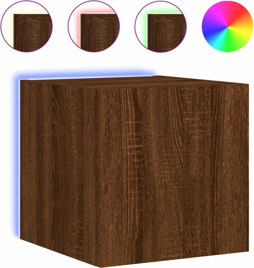 VidaXL Tv-wandmeubel met LED Bruineiken Tv-meubel Wandmontage Houten Tv-stand Led Tv-tafel Bruin Tv-meubel
