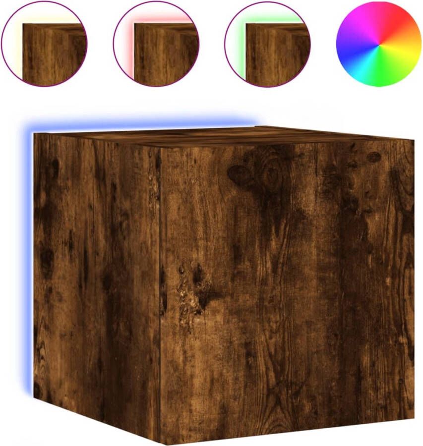 VidaXL -Tv-wandmeubel-met-LED-verlichting-30 5x35x30-cm-gerookt-eiken - Foto 4
