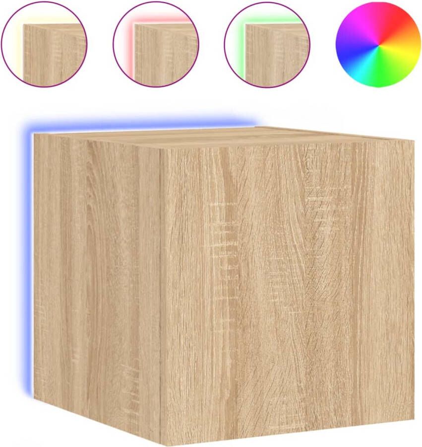 VidaXL -Tv-wandmeubel-met-LED-verlichting-30 5x35x30-cm-sonoma-eiken - Foto 4