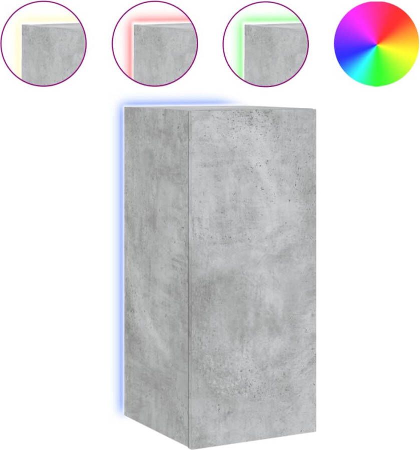 VidaXL Tv-wandmeubel LED-verlichting Betongrijs Tv-wandmeubel Zwevend Tv-meubel Led Tv-meubel Tv-kasten Mediakas - Foto 2